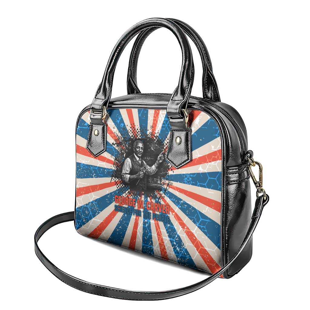 George Washington Carver Shoulder Handbag with Science Teaching Scene, Education Is the Key Quote - African Pride