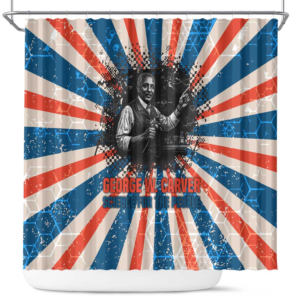 George Washington Carver Shower Curtain with Science Teaching Scene, Education Is the Key Quote - African Pride