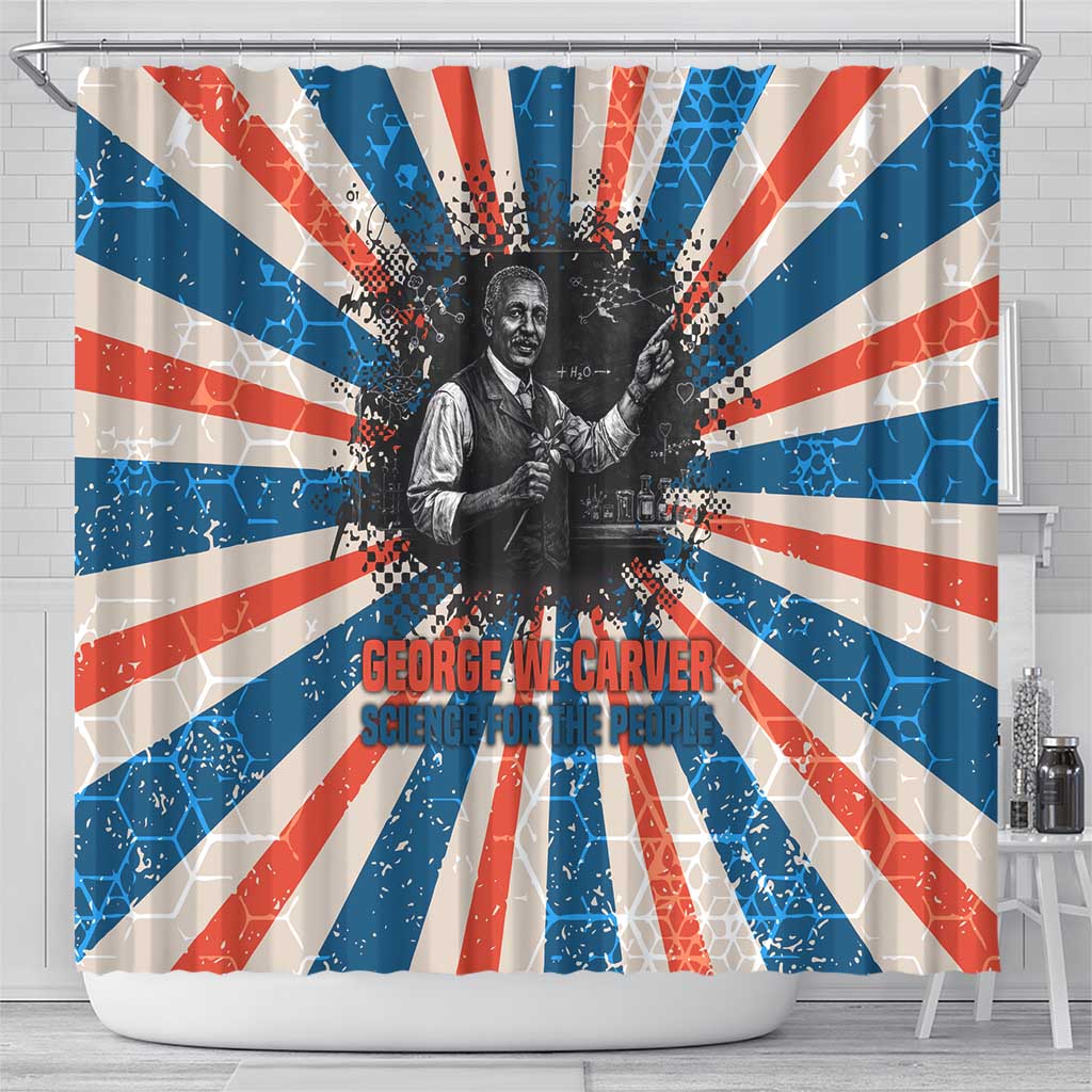 George Washington Carver Shower Curtain with Science Teaching Scene, Education Is the Key Quote - African Pride