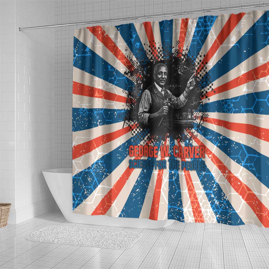 George Washington Carver Shower Curtain with Science Teaching Scene, Education Is the Key Quote - African Pride