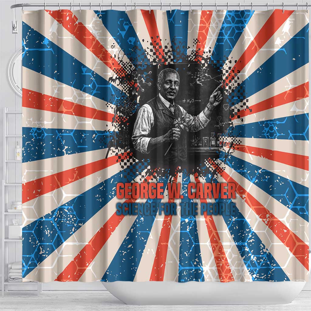 George Washington Carver Shower Curtain with Science Teaching Scene, Education Is the Key Quote - African Pride