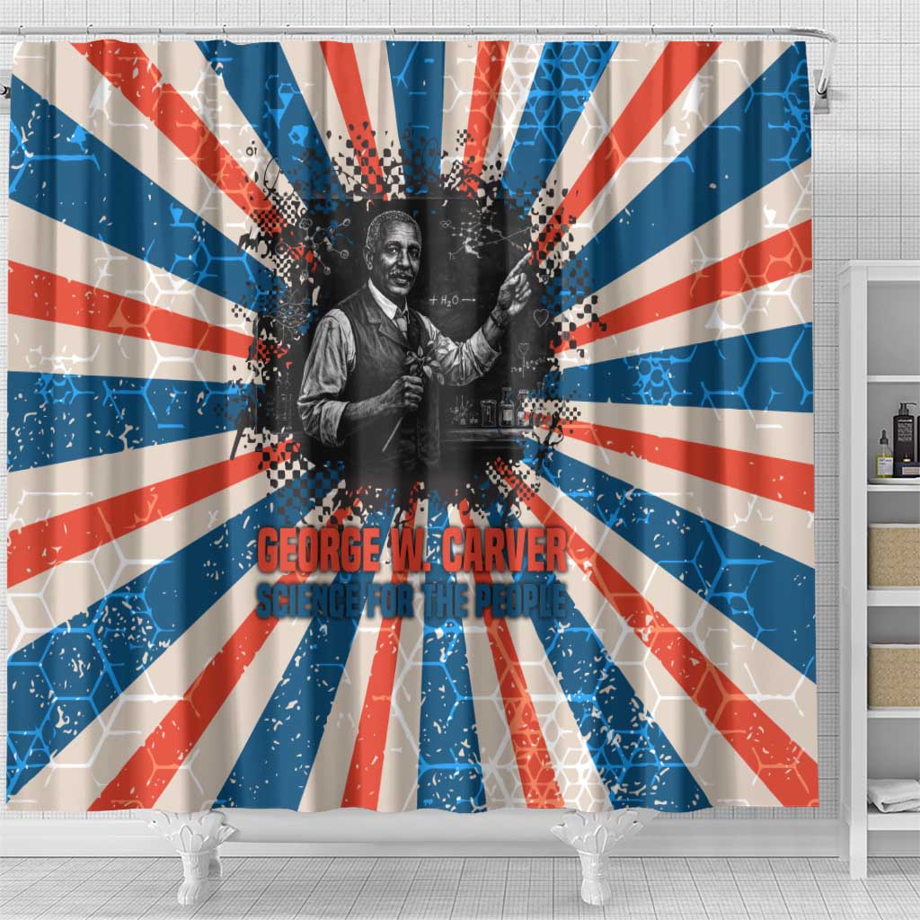George Washington Carver Shower Curtain with Science Teaching Scene, Education Is the Key Quote - African Pride