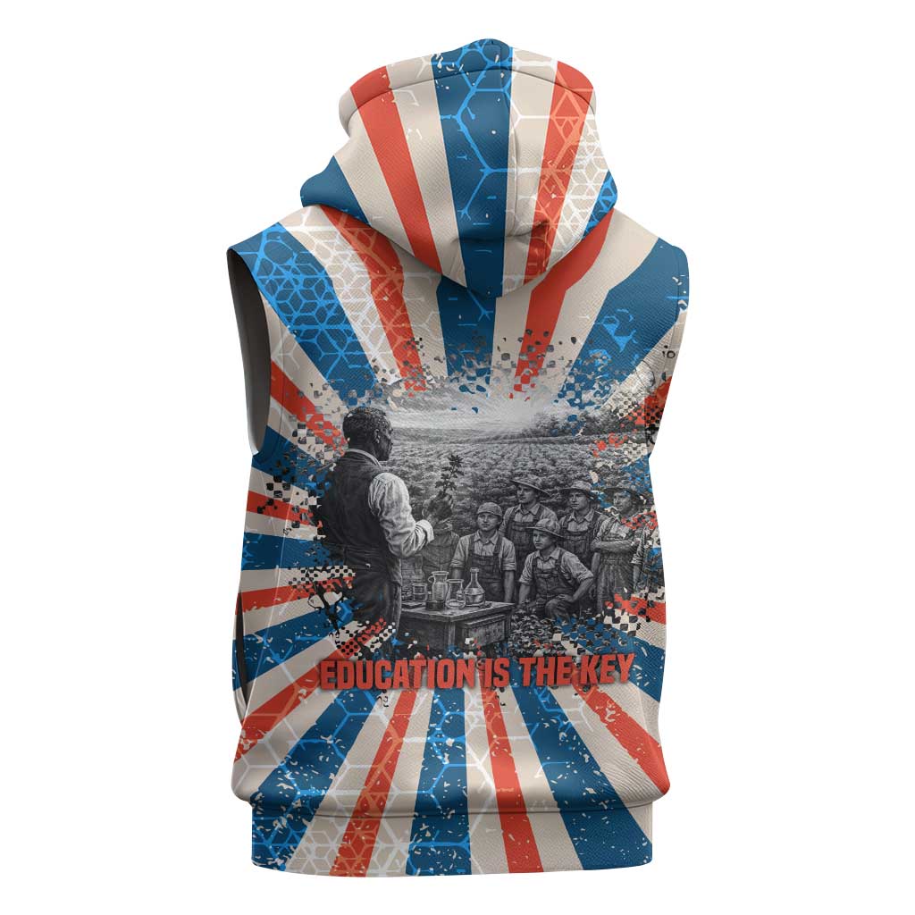 George Washington Carver Sleeveless Hoodie with Science Teaching Scene, Education Is the Key Quote - African Pride