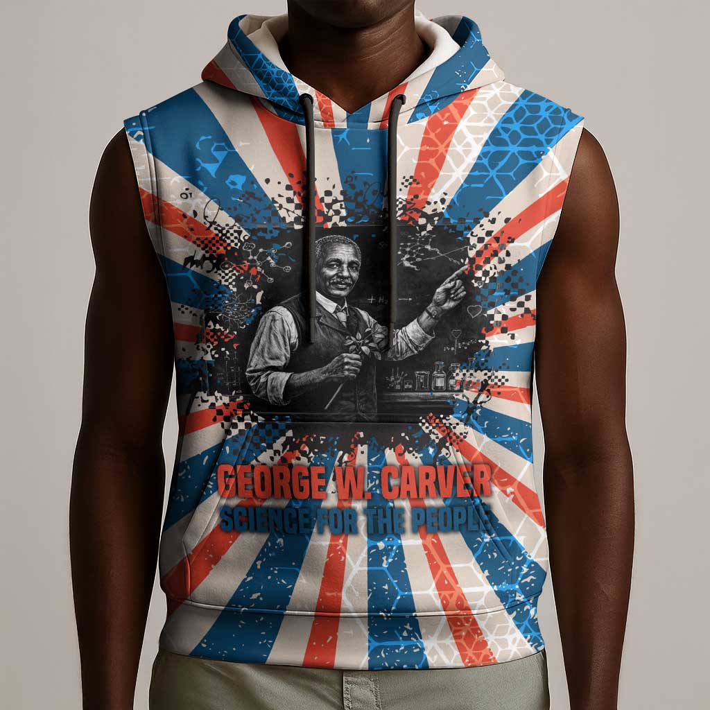 George Washington Carver Sleeveless Hoodie with Science Teaching Scene, Education Is the Key Quote - African Pride