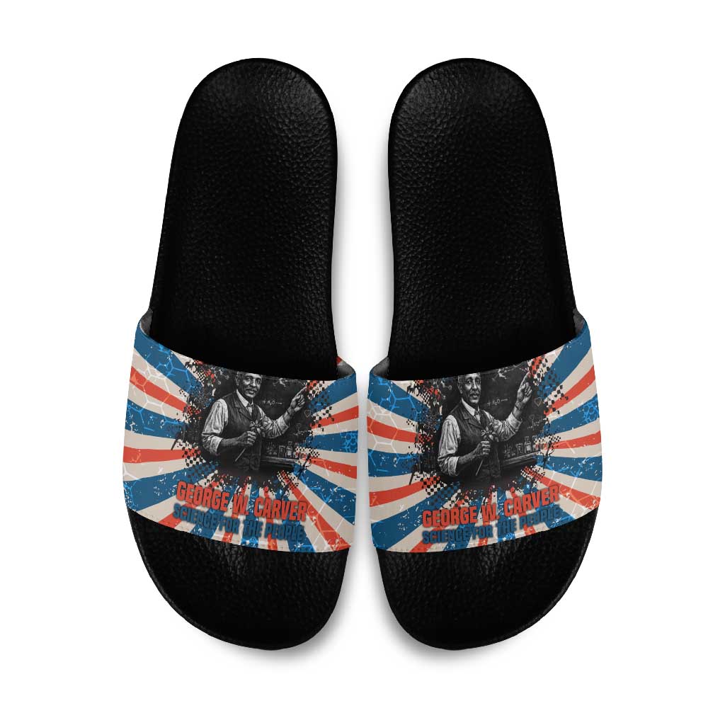 George Washington Carver Slide Sandals with Science Teaching Scene, Education Is the Key Quote - African Pride
