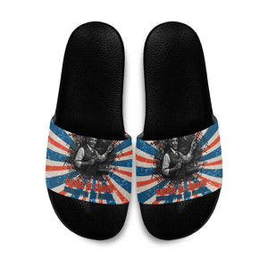 George Washington Carver Slide Sandals with Science Teaching Scene, Education Is the Key Quote - African Pride