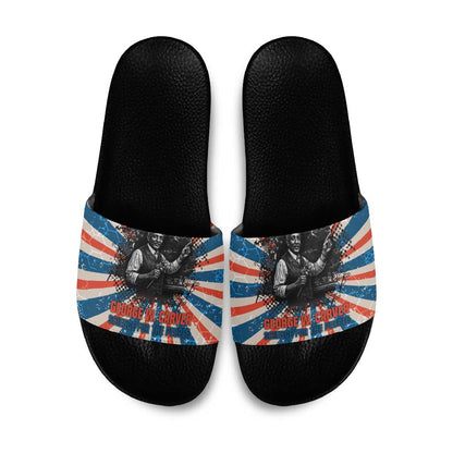 George Washington Carver Slide Sandals with Science Teaching Scene, Education Is the Key Quote - African Pride
