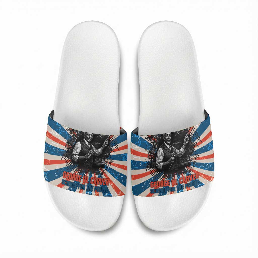 George Washington Carver Slide Sandals with Science Teaching Scene, Education Is the Key Quote - African Pride