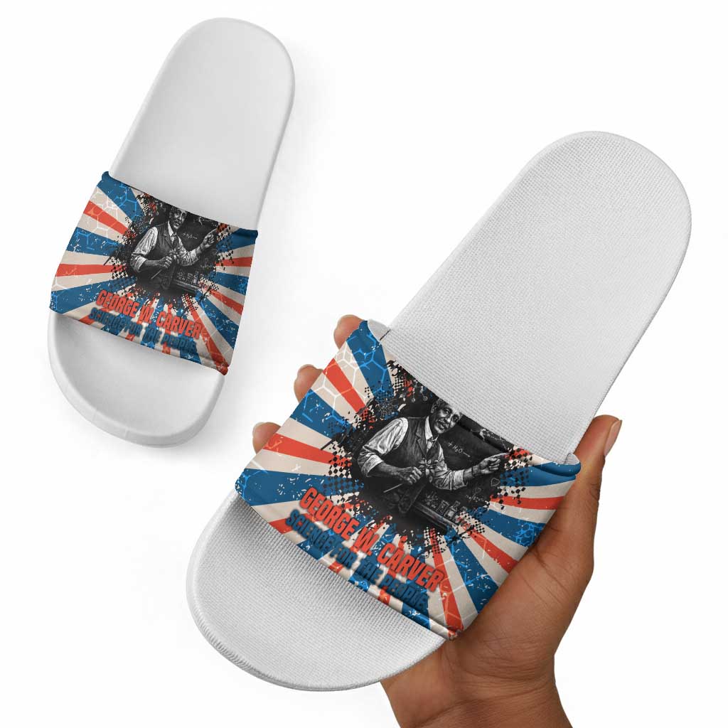 George Washington Carver Slide Sandals with Science Teaching Scene, Education Is the Key Quote - African Pride