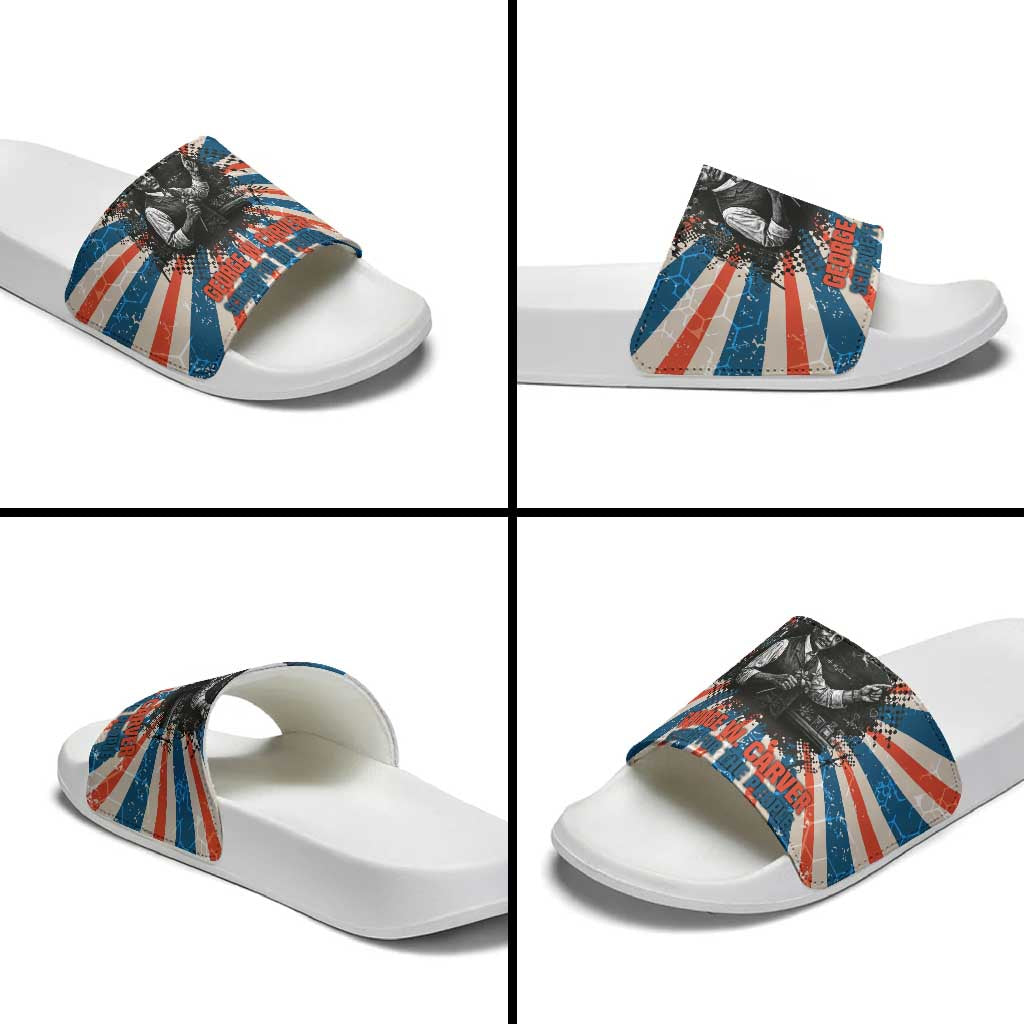 George Washington Carver Slide Sandals with Science Teaching Scene, Education Is the Key Quote - African Pride