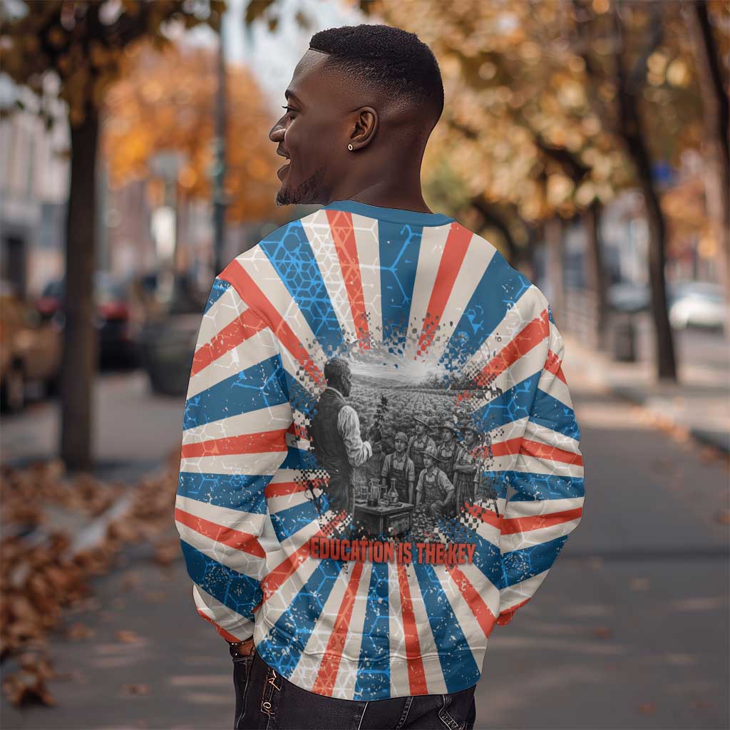 George Washington Carver Sweatshirt with Science Teaching Scene, Education Is the Key Quote - African Pride