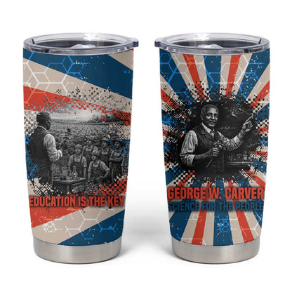 George Washington Carver Tumbler Cup with Science Teaching Scene, Education Is the Key Quote - African Pride