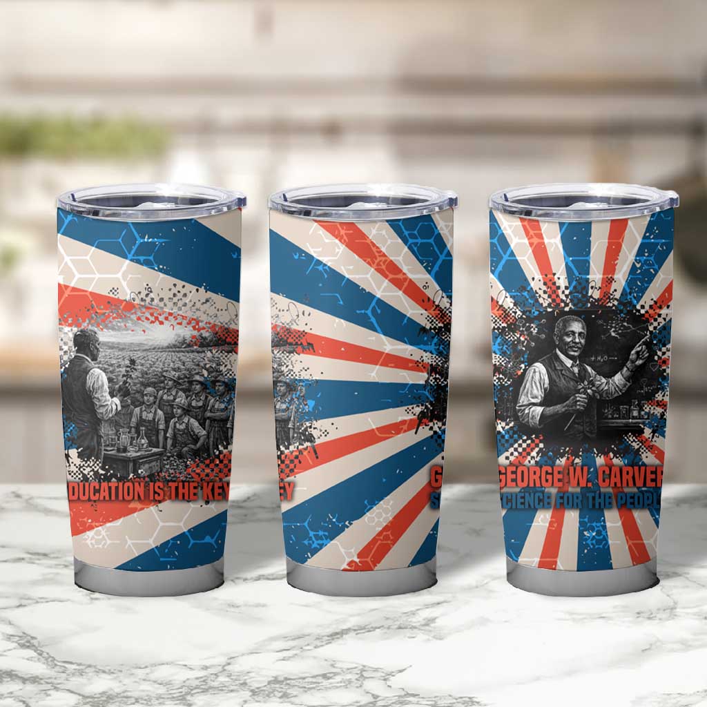 George Washington Carver Tumbler Cup with Science Teaching Scene, Education Is the Key Quote - African Pride