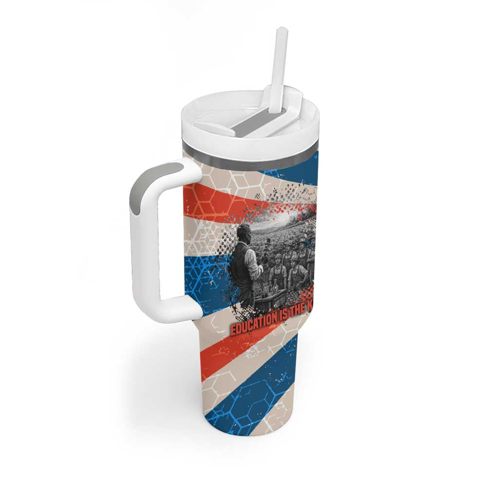 George Washington Carver Tumbler With Handle with Science Teaching Scene, Education Is the Key Quote - African Pride