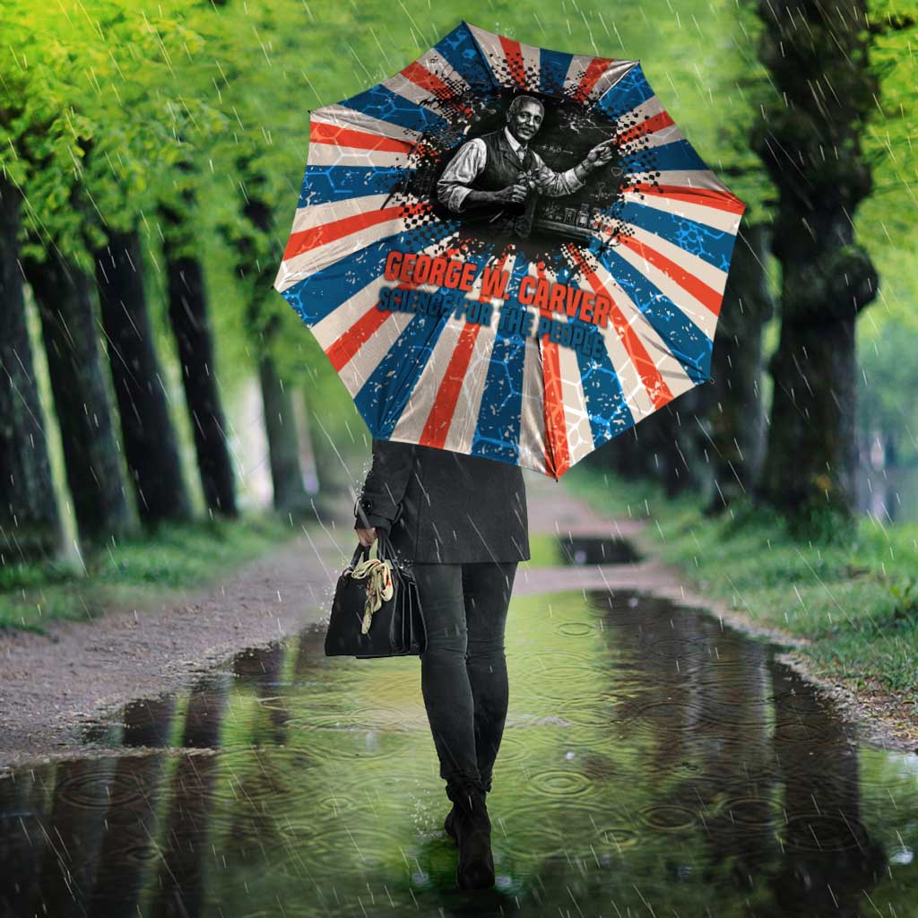 George Washington Carver Umbrella with Science Teaching Scene, Education Is the Key Quote - African Pride