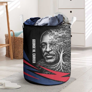 George Washington Carver Laundry Basket with Tree Portrait Illustration, Nature Is the Greatest Teacher Quote - African Pride