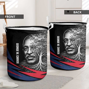 George Washington Carver Laundry Basket with Tree Portrait Illustration, Nature Is the Greatest Teacher Quote - African Pride