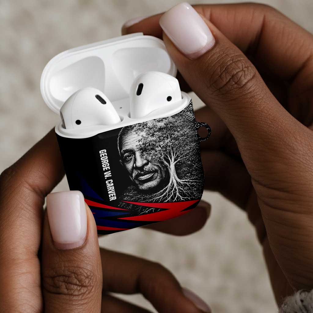 George Washington Carver AirPods Case with Tree Portrait Illustration, Nature Is the Greatest Teacher Quote - African Pride