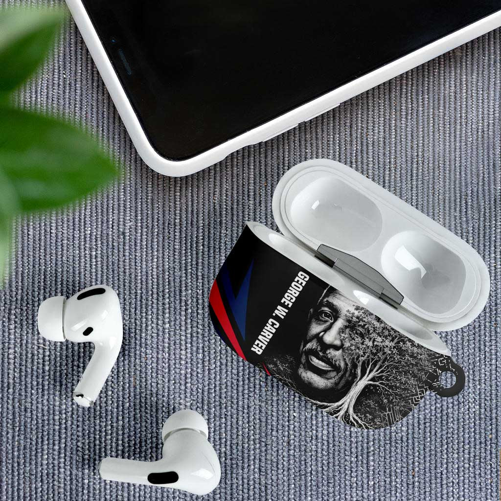 George Washington Carver AirPods Case with Tree Portrait Illustration, Nature Is the Greatest Teacher Quote - African Pride