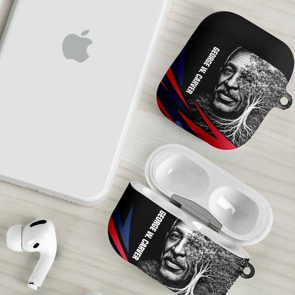 George Washington Carver AirPods Case with Tree Portrait Illustration, Nature Is the Greatest Teacher Quote - African Pride