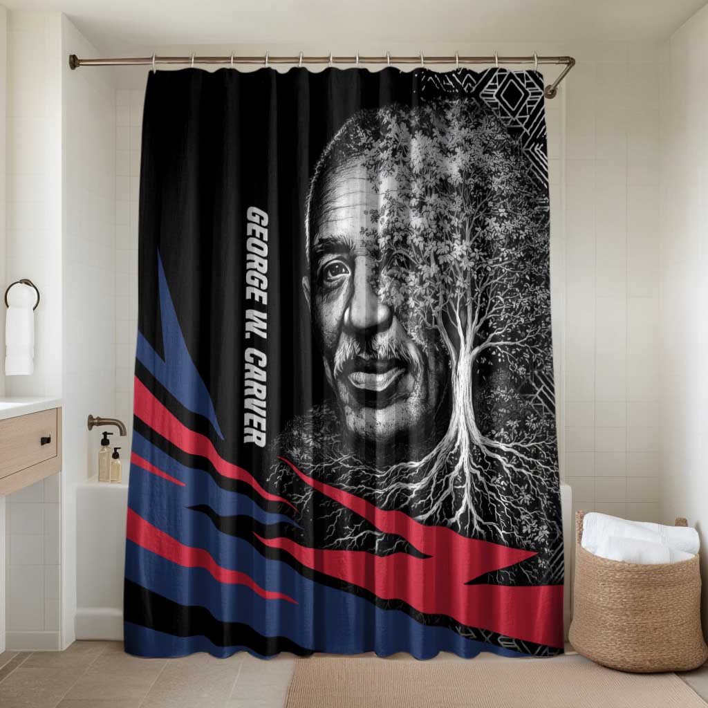 George Washington Carver Bathroom Set with Tree Portrait Illustration, Nature Is the Greatest Teacher Quote - African Pride