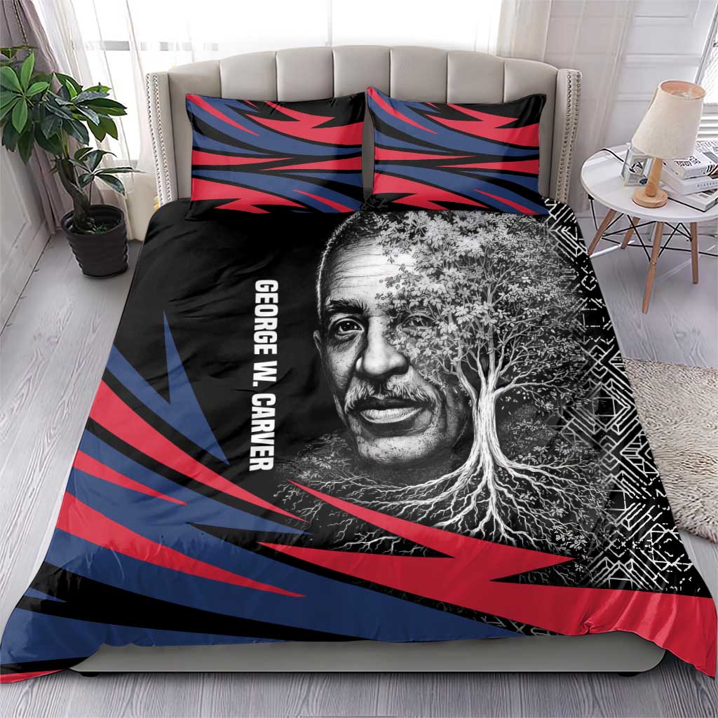 George Washington Carver Bedding Set with Tree Portrait Illustration, Nature Is the Greatest Teacher Quote - African Pride