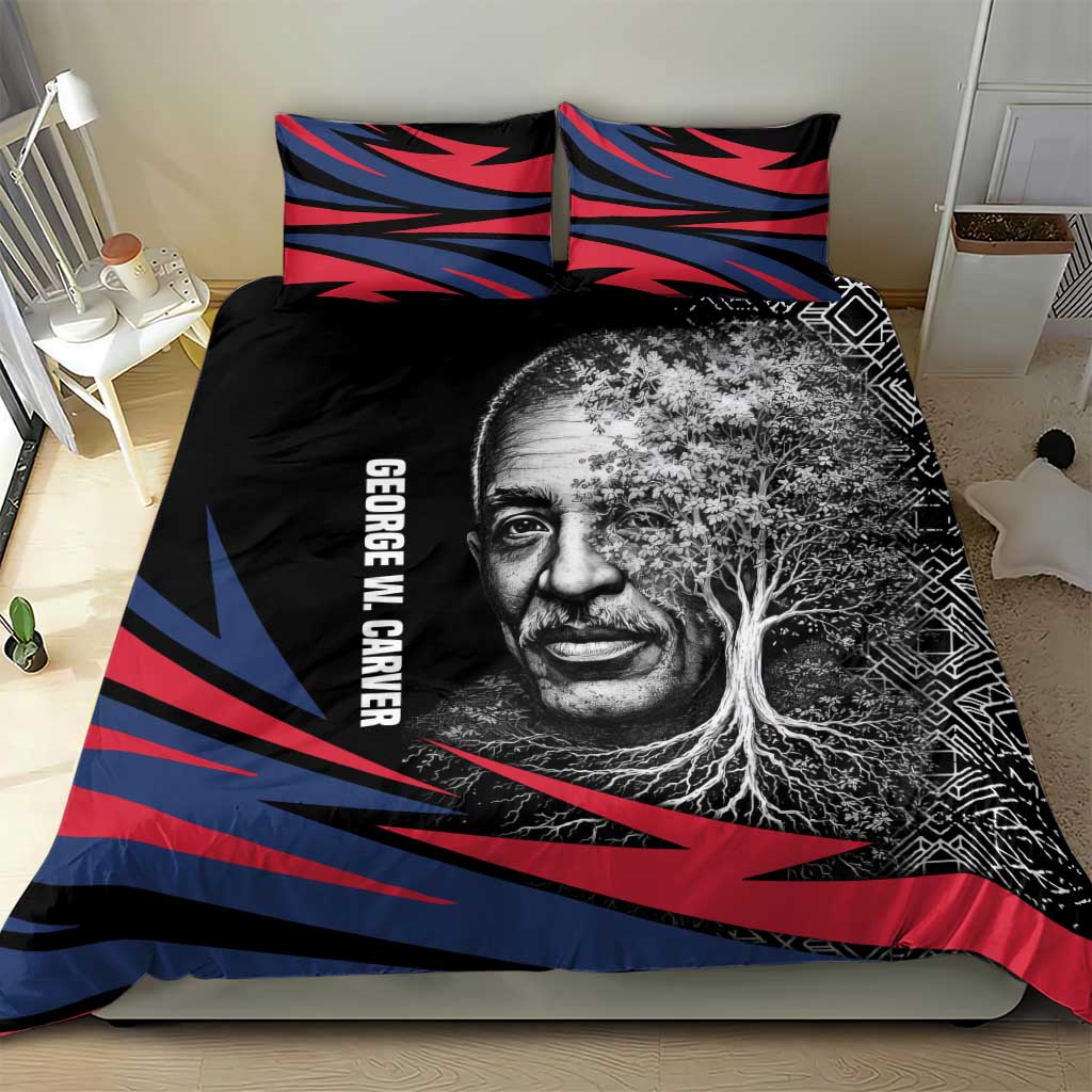 George Washington Carver Bedding Set with Tree Portrait Illustration, Nature Is the Greatest Teacher Quote - African Pride