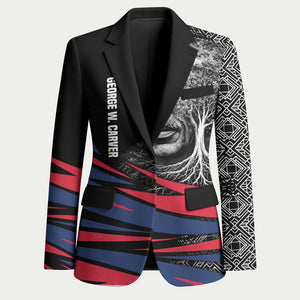 George Washington Carver Blazer with Tree Portrait Illustration, Nature Is the Greatest Teacher Quote - African Pride