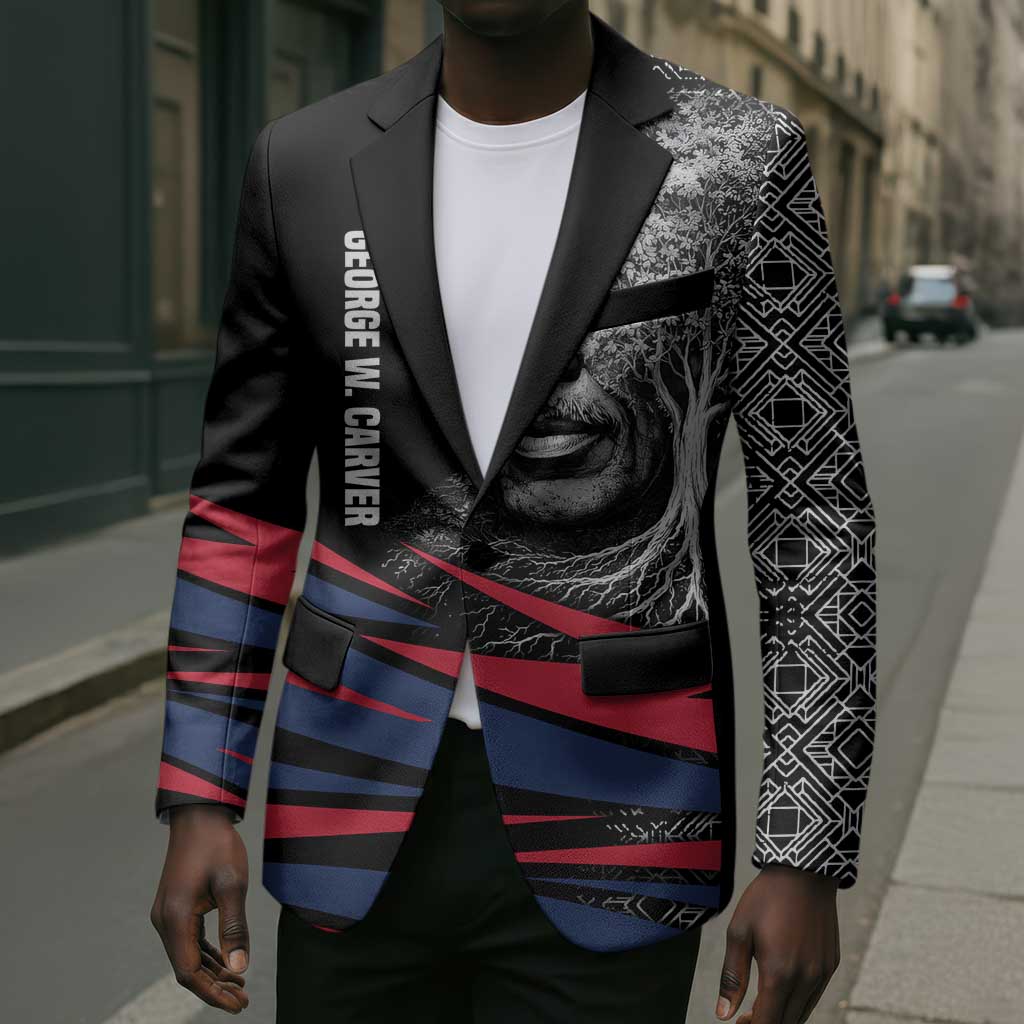George Washington Carver Blazer with Tree Portrait Illustration, Nature Is the Greatest Teacher Quote - African Pride