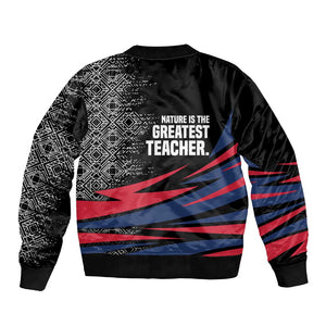 George Washington Carver Bomber Jacket with Tree Portrait Illustration, Nature Is the Greatest Teacher Quote - African Pride