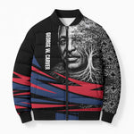 George Washington Carver Bomber Puffer Jacket with Tree Portrait Illustration, Nature Is the Greatest Teacher Quote - African Pride
