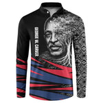 George Washington Carver Button Sweatshirt with Tree Portrait Illustration, Nature Is the Greatest Teacher Quote