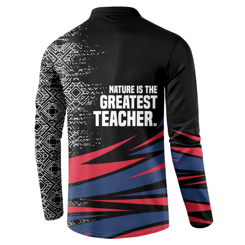 George Washington Carver Button Sweatshirt with Tree Portrait Illustration, Nature Is the Greatest Teacher Quote