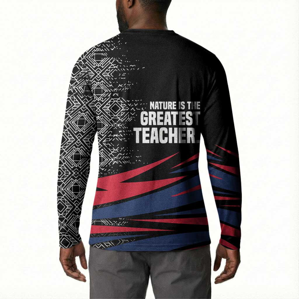 George Washington Carver Button Sweatshirt with Tree Portrait Illustration, Nature Is the Greatest Teacher Quote