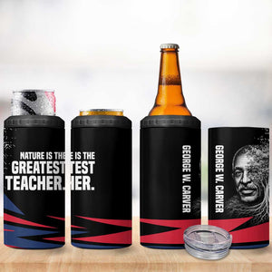 George Washington Carver 4 in 1 Can Cooler Tumbler with Tree Portrait Illustration, Nature Is the Greatest Teacher Quote - African Pride