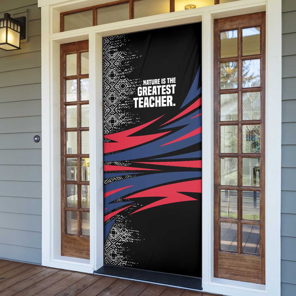 George Washington Carver Door Cover with Tree Portrait Illustration, Nature Is the Greatest Teacher Quote - African Pride