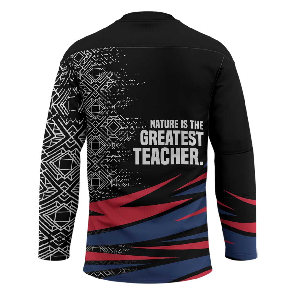 George Washington Carver Hockey Jersey with Tree Portrait Illustration, Nature Is the Greatest Teacher Quote - African Pride