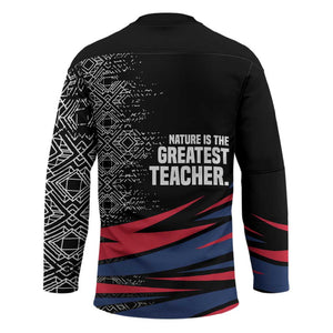 George Washington Carver Hockey Jersey with Tree Portrait Illustration, Nature Is the Greatest Teacher Quote - African Pride