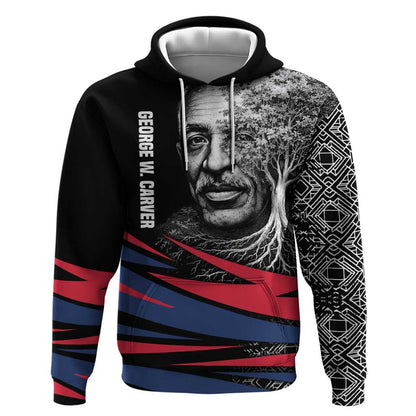 George Washington Carver Hoodie with Tree Portrait Illustration, Nature Is the Greatest Teacher Quote - African Pride