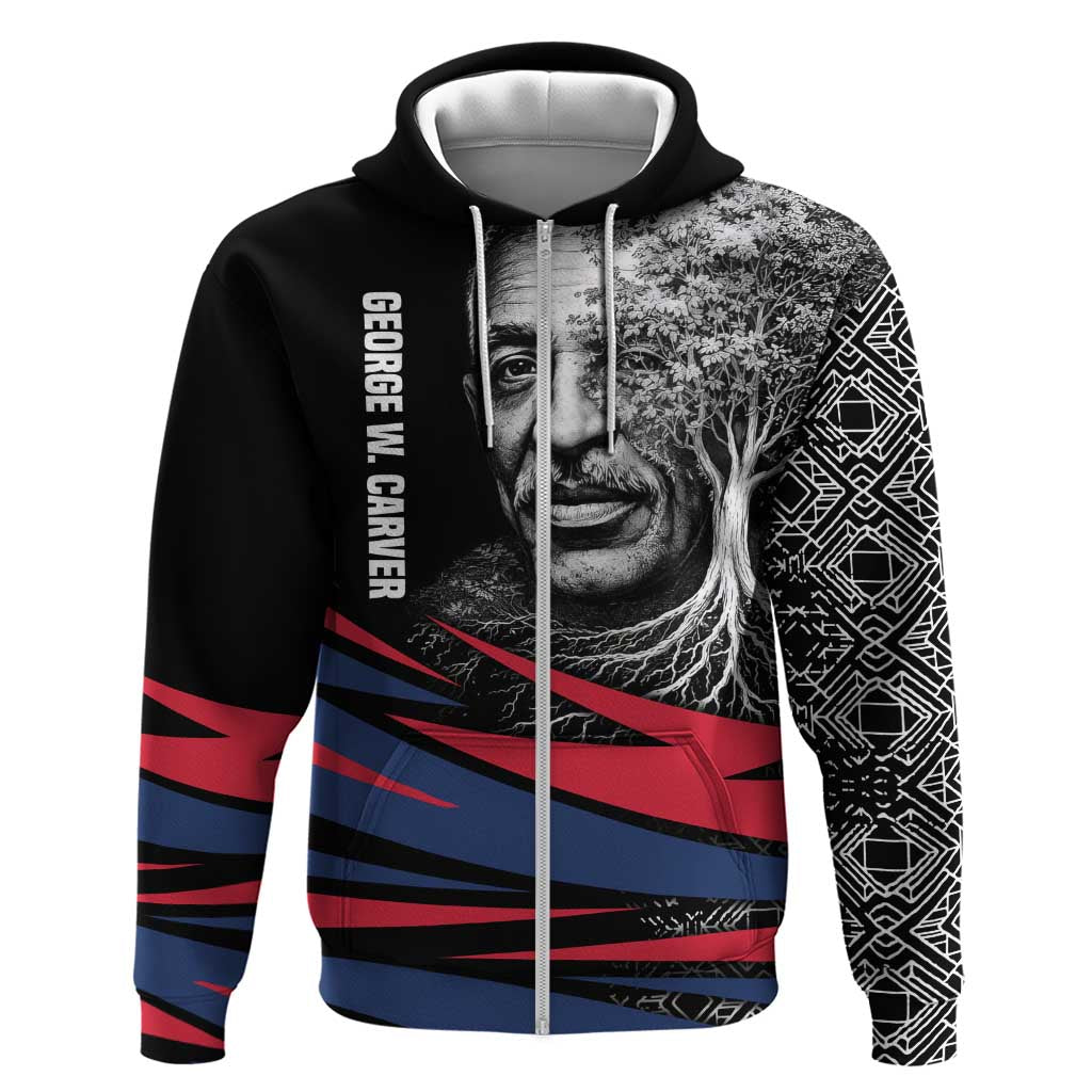 George Washington Carver Hoodie with Tree Portrait Illustration, Nature Is the Greatest Teacher Quote - African Pride