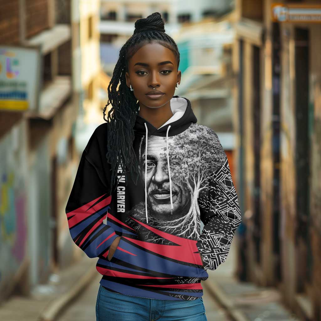 George Washington Carver Hoodie with Tree Portrait Illustration, Nature Is the Greatest Teacher Quote - African Pride