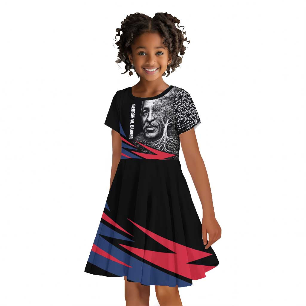 George Washington Carver Kid Short Sleeve Dress with Tree Portrait Illustration, Nature Is the Greatest Teacher Quote - African Pride