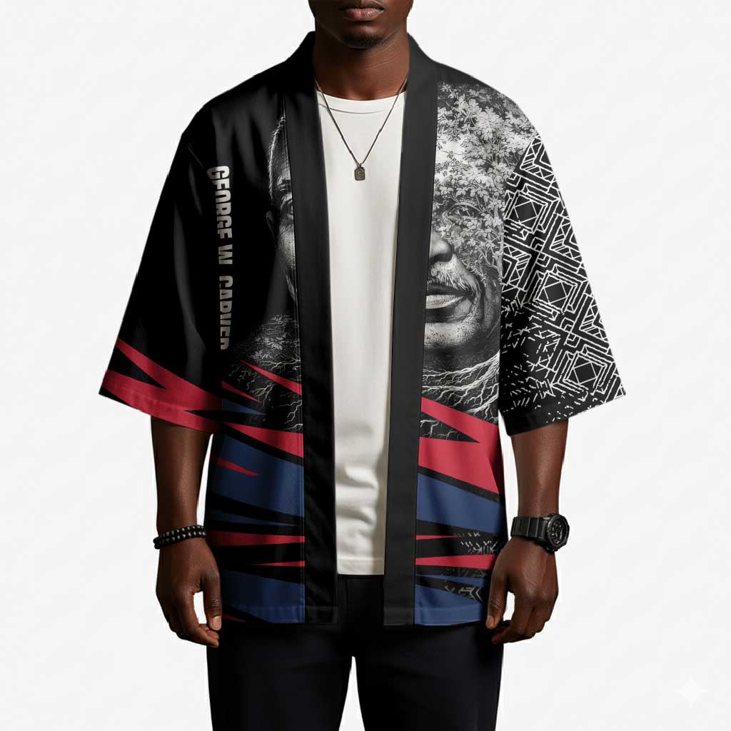 George Washington Carver Kimono with Tree Portrait Illustration, Nature Is the Greatest Teacher Quote - African Pride