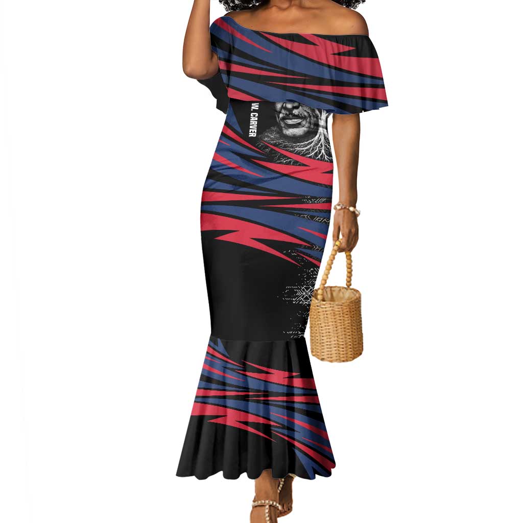 George Washington Carver Mermaid Dress with Tree Portrait Illustration, Nature Is the Greatest Teacher Quote - African Pride