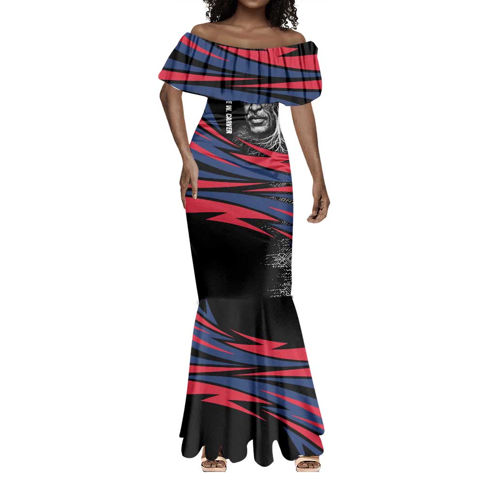 George Washington Carver Mermaid Dress with Tree Portrait Illustration, Nature Is the Greatest Teacher Quote - African Pride