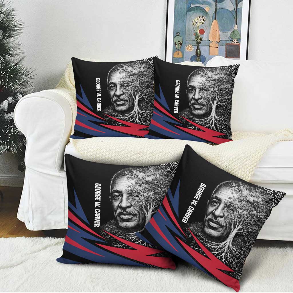 George Washington Carver Pillow Cover with Tree Portrait Illustration, Nature Is the Greatest Teacher Quote - African Pride