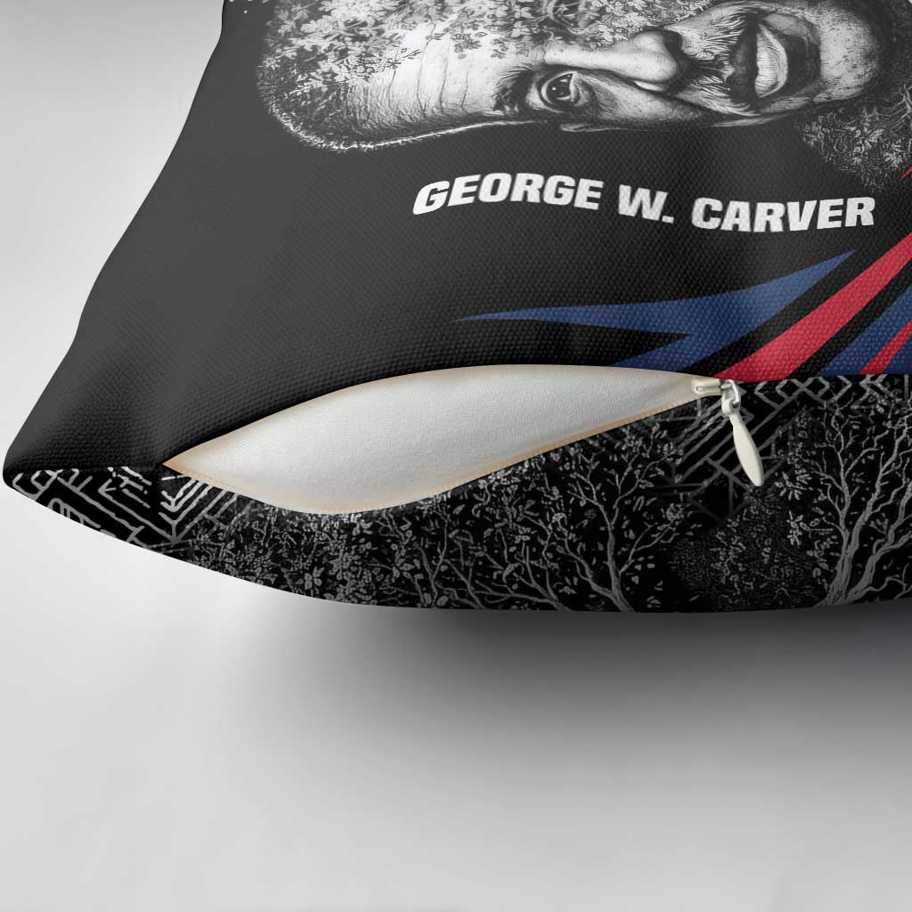 George Washington Carver Pillow Cover with Tree Portrait Illustration, Nature Is the Greatest Teacher Quote - African Pride