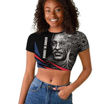 George Washington Carver Raglan Cropped T shirt with Tree Portrait Illustration, Nature Is the Greatest Teacher Quote - African Pride