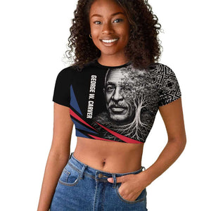 George Washington Carver Raglan Cropped T shirt with Tree Portrait Illustration, Nature Is the Greatest Teacher Quote - African Pride