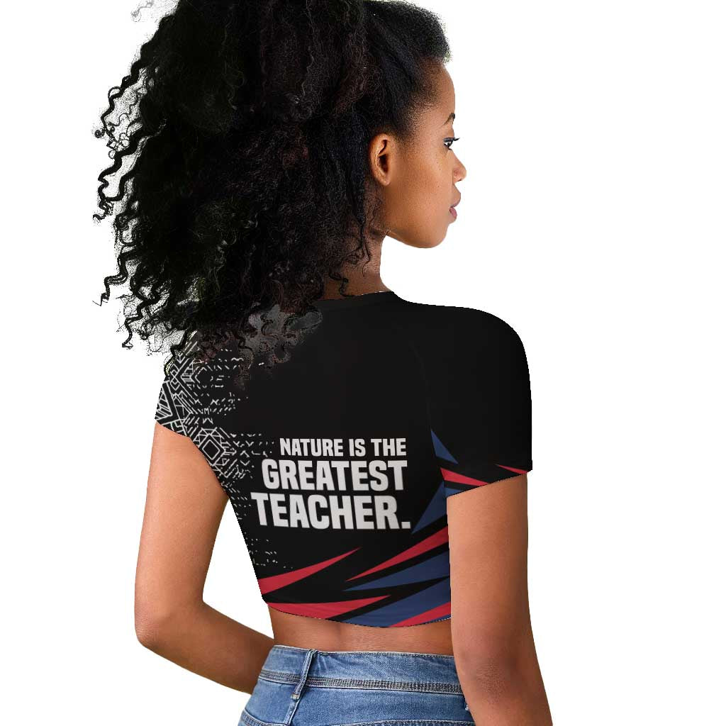 George Washington Carver Raglan Cropped T shirt with Tree Portrait Illustration, Nature Is the Greatest Teacher Quote - African Pride